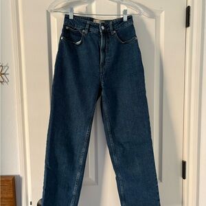 Everlane Dark Blue High-Rise Straight Leg Jeans